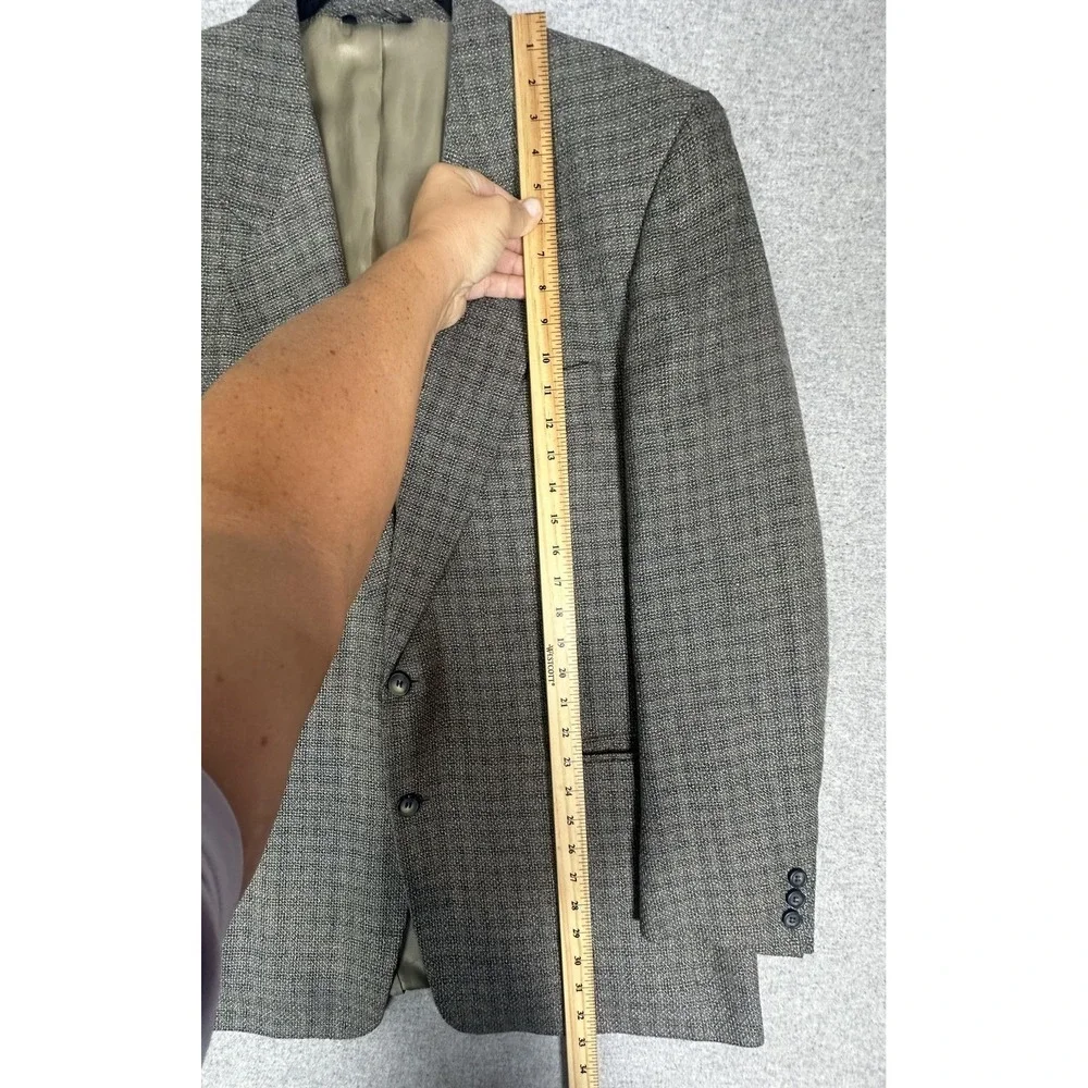 Vito‎ Rufolo Blazer Mens 44 Long Gray Check Wool Silk Made in Italy Sport Coat